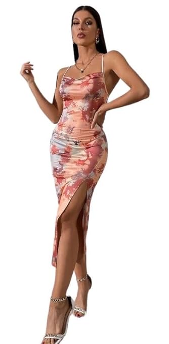 Tandul Dress - Multicolor Dress, Below Knee Asymmetric Dress, Sleeveless Casual Dress for Women (6405)