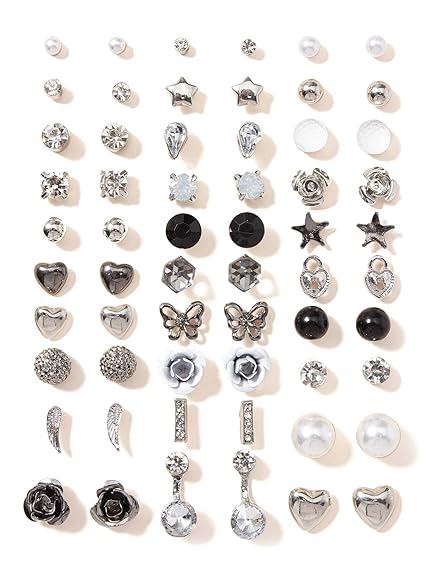 Shining Diva Fashion 30 Pairs Earrings Combo Set Latest Stylish Crystal Pearl Earrings for Women and Girls (14855er)