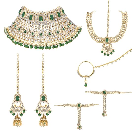Peora 18K Gold Plated Jodha Akbar Choker Necklace Bridal Ethnic Indian Jewellery Set Women