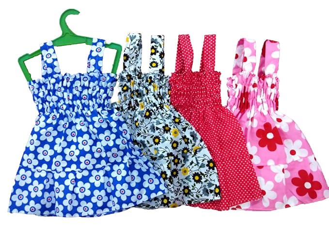Savita Collection New Cute Trendy Cotton Fabric Summer wear Frock/jhabla/Maxi/midi Combo Set of 4 for Baby Girls