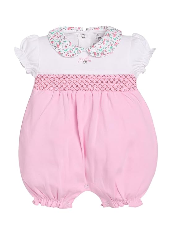 BABY GO 100% Pure Cotton Half Sleeves Romper/Sleepsuit for Baby Girls